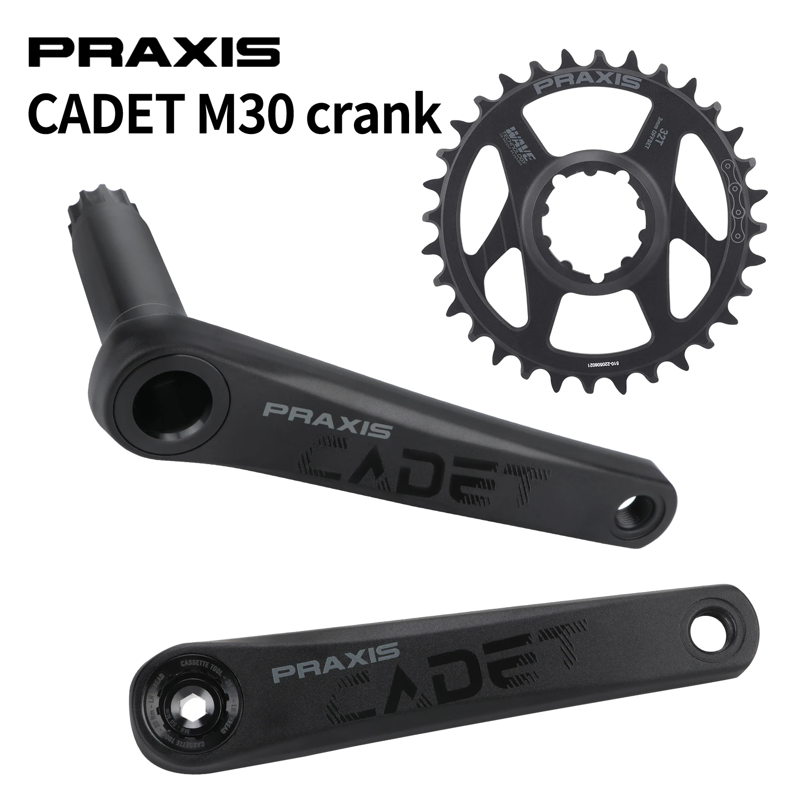 PRAXIS cadet M30 Crankset 1x11/12 Speed MTB 32T Crank Chainring BB M30 THRU 73MM BSA THREADED