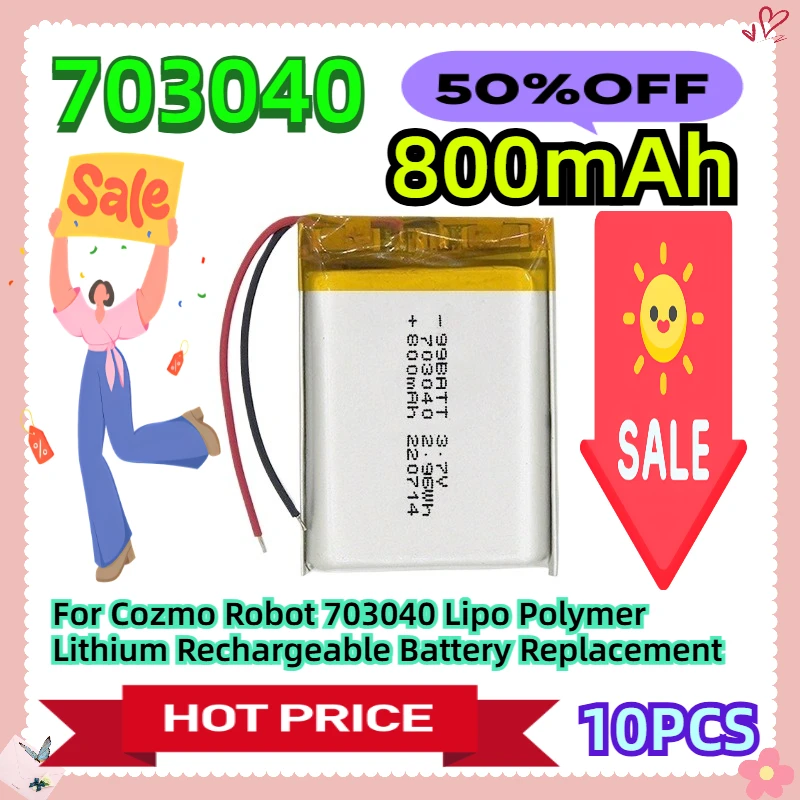 

Для робота Cozmo 3,7 В 800 мАч 703040 Lipo Полимерная литиевая аккумуляторная батарея Замена