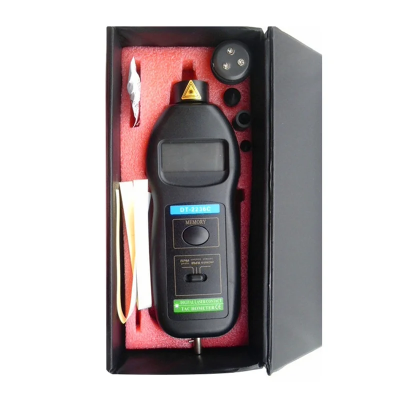 BISM DT2236C Speed Detector Meter Laser Tachometer DT 2236C LED Digital Optical Contact Tachometer Detector Meter