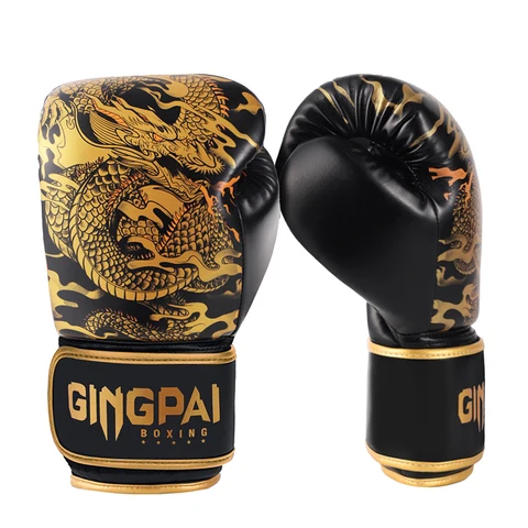 Профессиональные боксерские перчатки GINGPAI SPORT 10/12/14 унций  из искусственной кожи для взрослых