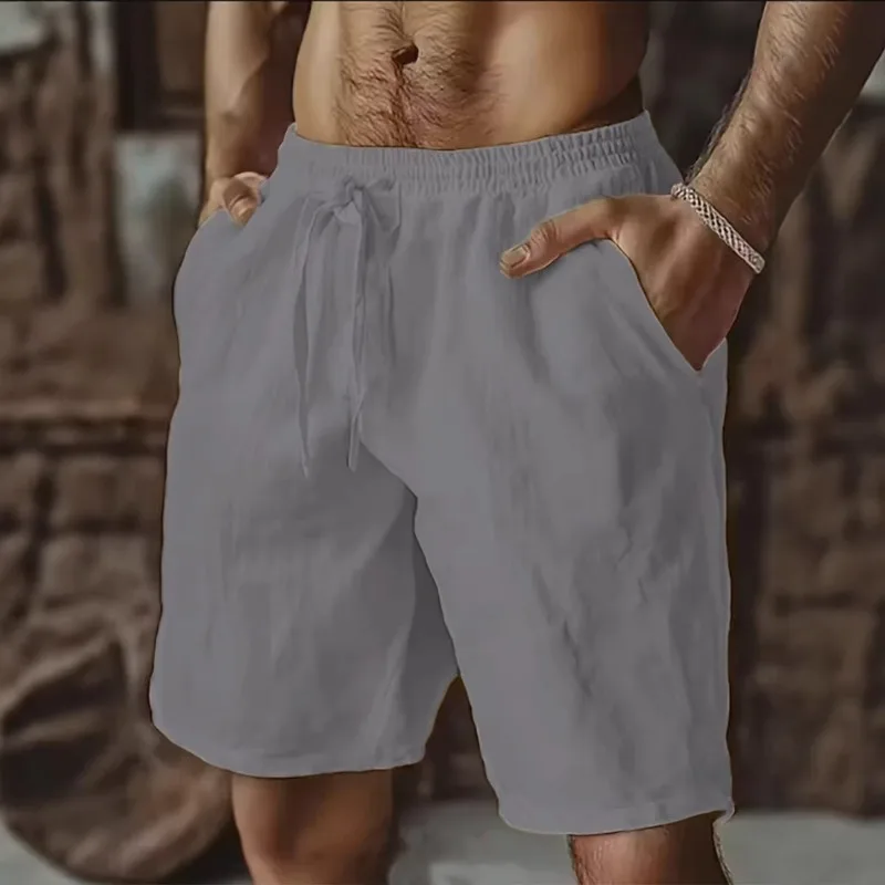 

Men's Linen Blend Casual Shorts Summer Breathable Drawstring Waist Shorts