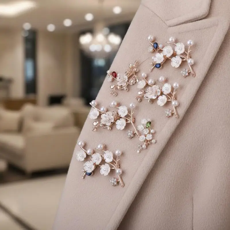 Flower Brooch Multi Color Elegant Ornament with Strong Secure Clasp for Wedding Bridesmaid Gift Use