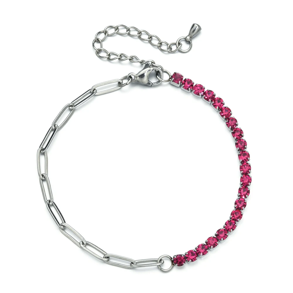 ZMZY Cute Crystal CZ Chain Stainless Steel Bracelets for Women Bracelet Wedding Engagement Bracelet Fashion Jewelry Pulsera
