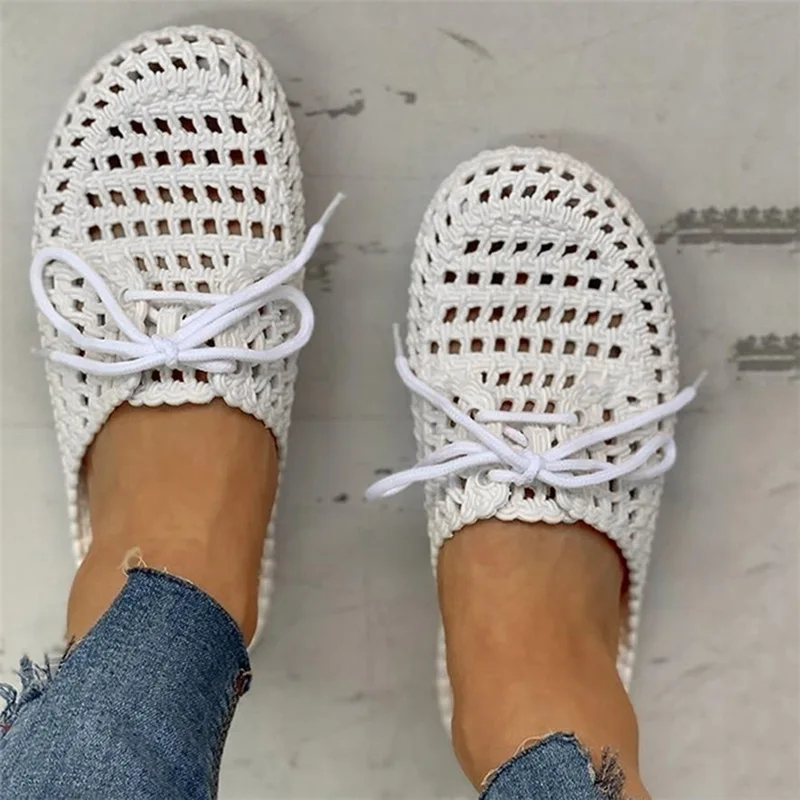 New Women\'s Openwork Slippers Non-slip Deodorant Breathable Flat Sandals Home Indoor Lazy Student Gladiator
