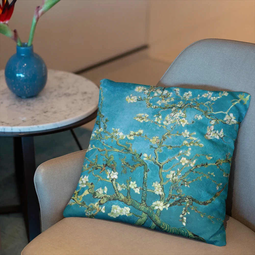 Obraz olejny dekoracyjne poszewki na poduszki gwiaździste niebo autoportret słonecznikowa Sofa sypialnia dwustronna poszewka na poduszkę