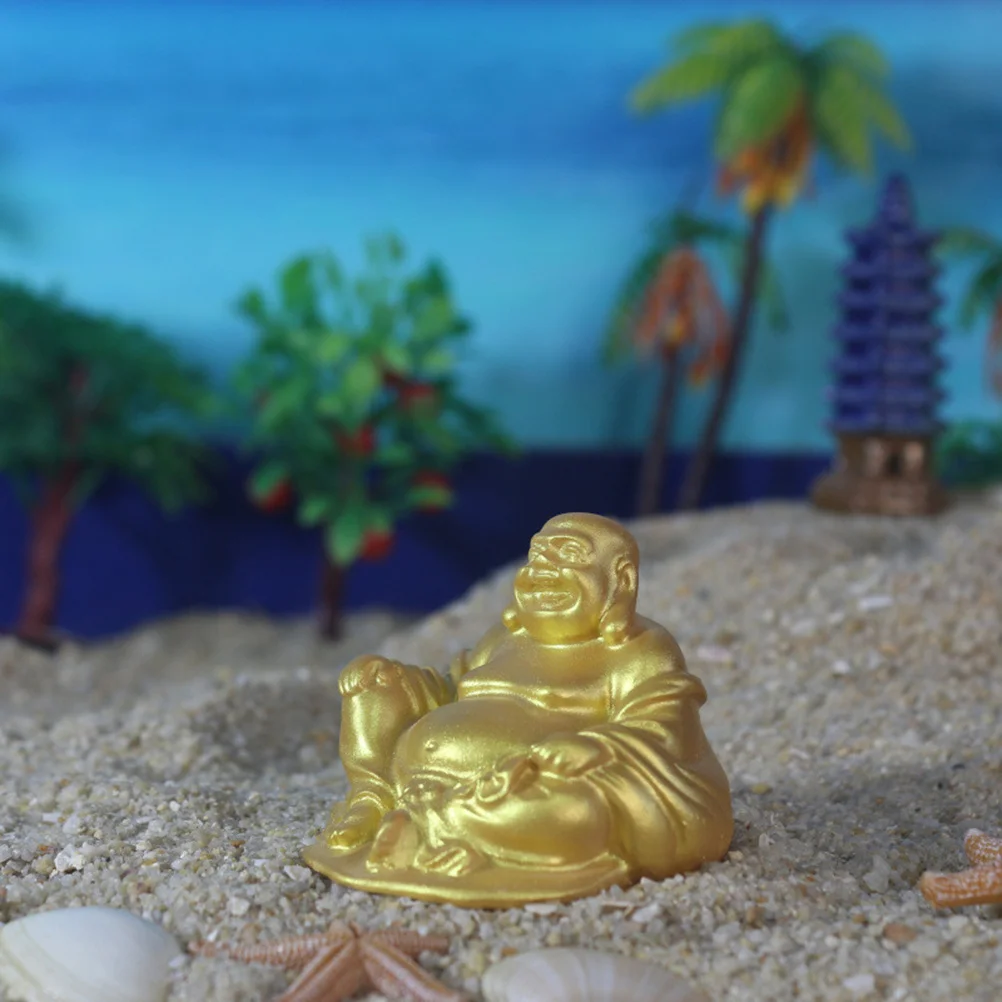 

Golden Maitreya Buddha Statue Resin Sculpture Handmade Home Temple Decor Living Room Piece Zen Garden Ornament