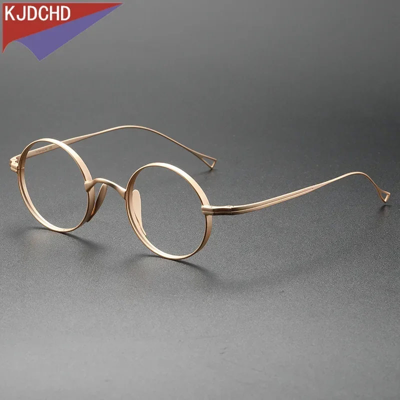 موضة صغيرة الحجم النظارات الرجعية التيتانيوم النقي النظارات المستديرة مريحة وصفة طبية إطار نظارات الرجال النساء 10518 #5