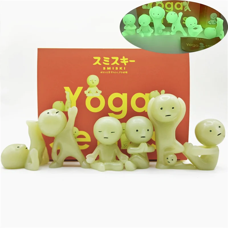 

Sonny Angel Smiski Yoga Serie Mystery Cute Noctilucent Green Doll Action Figures Cartoon Desktop Blind Box Model Gift Doll Toys