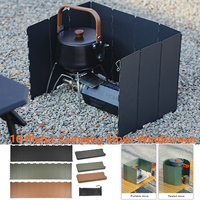 10 Plates Folding Outdoor Stoves Windscreens Foldable Gas Cooking Burner Windproof Screen with Bag for Camping Butane Stoves