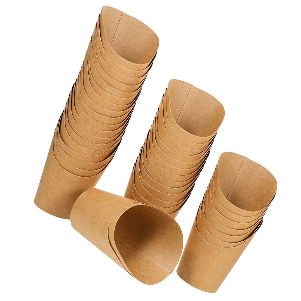 

100pcs Diagonal French Fries Cup Paper Snack Cups Popcorn Containers Small Fry Holder Disposable Charcuterie Boxes Food Fries