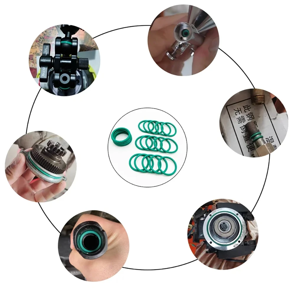 OD 8-50mm CS 2.4/3.1/3.5/4/5mm 5/10PCS Green FKM Fluorine Rubber O-Ring Gasket Fuel Heat-Resistant Industrial Hardware Fittings