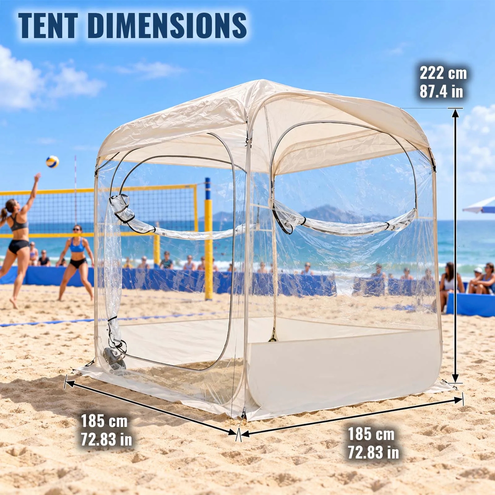 Transparent Pop Up Viewing Tent Spacious Clear for Beach Volleyball Match Family Vacation Outdoor
