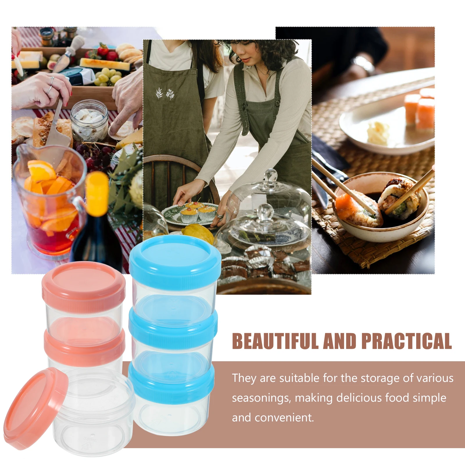 

6pcs Sauce Containers Mini Condiment Storage Boxes Portable PP Material Meal Prep Bowl for Picnic Outdoor Use Leak for Salt
