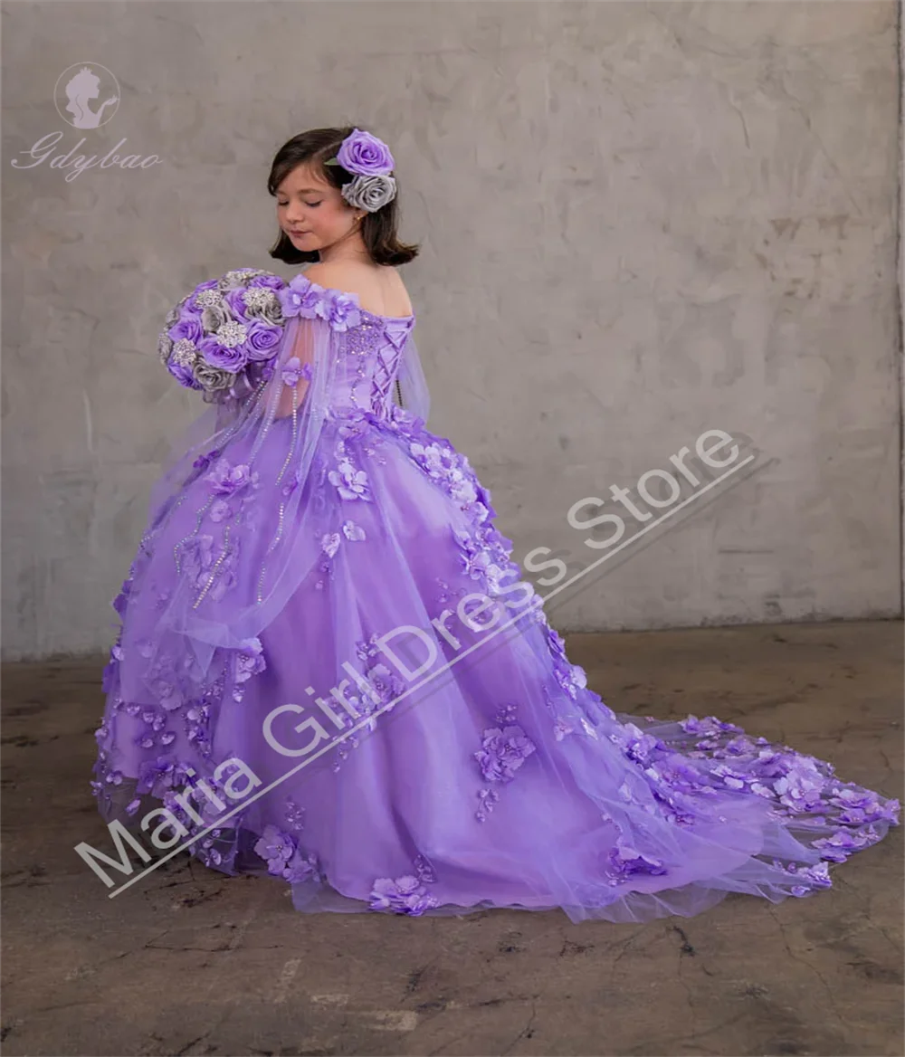 Robes de soirée de mariage bleu clair, manches d'épaule, fête d'anniversaire pour enfants, première Communion, concours de beauté, robe de soirée