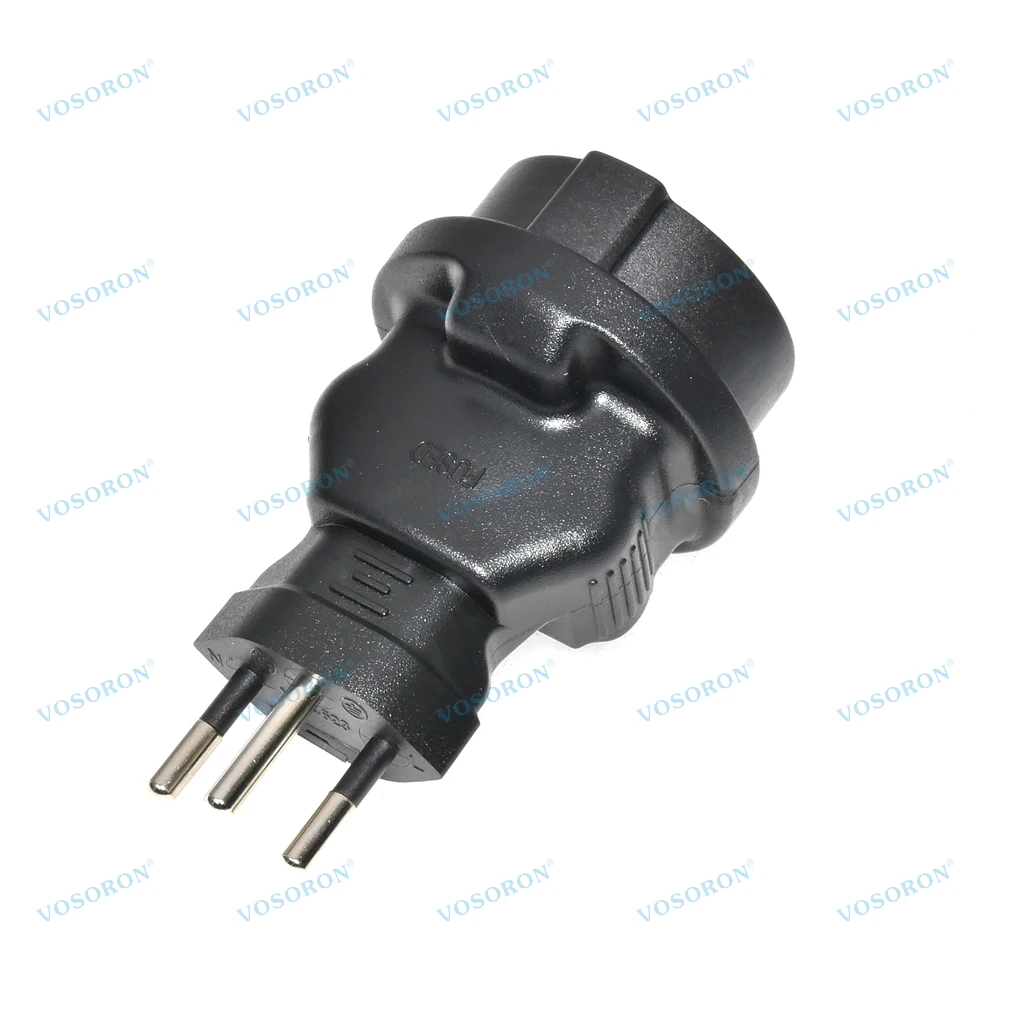 Swiss 3‑Pin Type‑J SEV1011 to Schuko EU Power Adapter 10A 250V Built‑in 10A Fuse IEC Socket Converter Plug