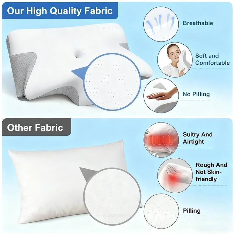 وسادة مساعدة جديدة للنوم للنوم الجانبي للبالغين - وسادة دعم عنق الرحم ذات الارتداد البطيء من القطن بجانب واحد