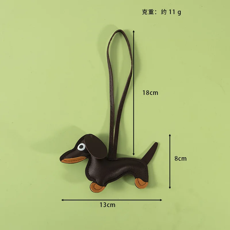 Cute Dachshund Bag Pendant PU Leather Puppy Dog Keychain Sweet Girls Women Bag Phone Pendant Trinket Car Key Ring Gift