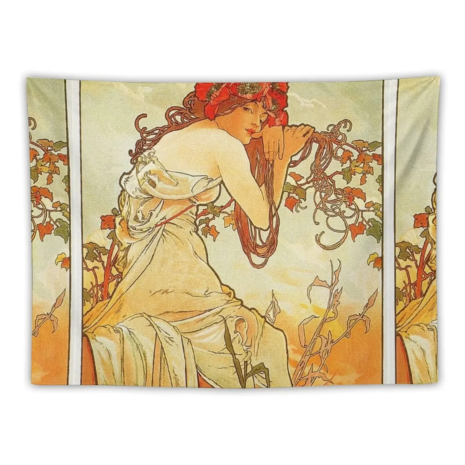 HD. Summer, by Alphonse Mucha (1896) High Definition Tapestry Luxury Living Room Decoration Decoration Bedroom Tapestry