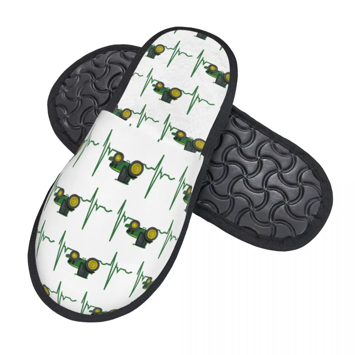 Custom Tractor Heartbeat Soft Memory Foam House Slippers Women Cozy Warm Anti-skid Sole Slipper