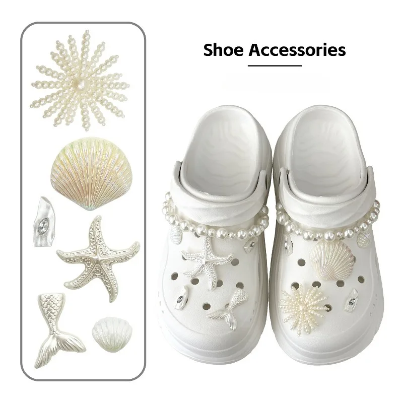Original Shoe Charms Set Women Starfish Shell Corc Pack Retro Fashion Flowing Ballet Shoe Decorations DIY Hole Shoe Accessories