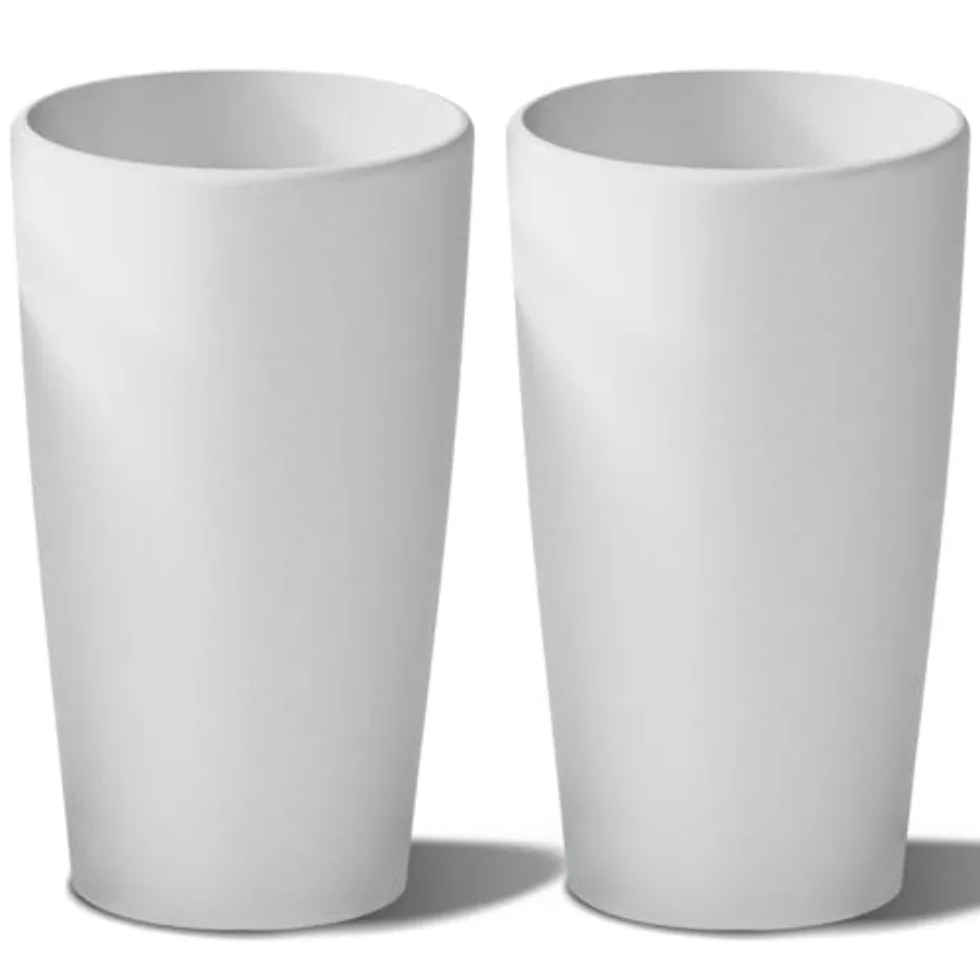 

Indoor outdoor use, ceramic, white, extra-large 22-inch round tall planters set of 2 with modern decorative tree planter design