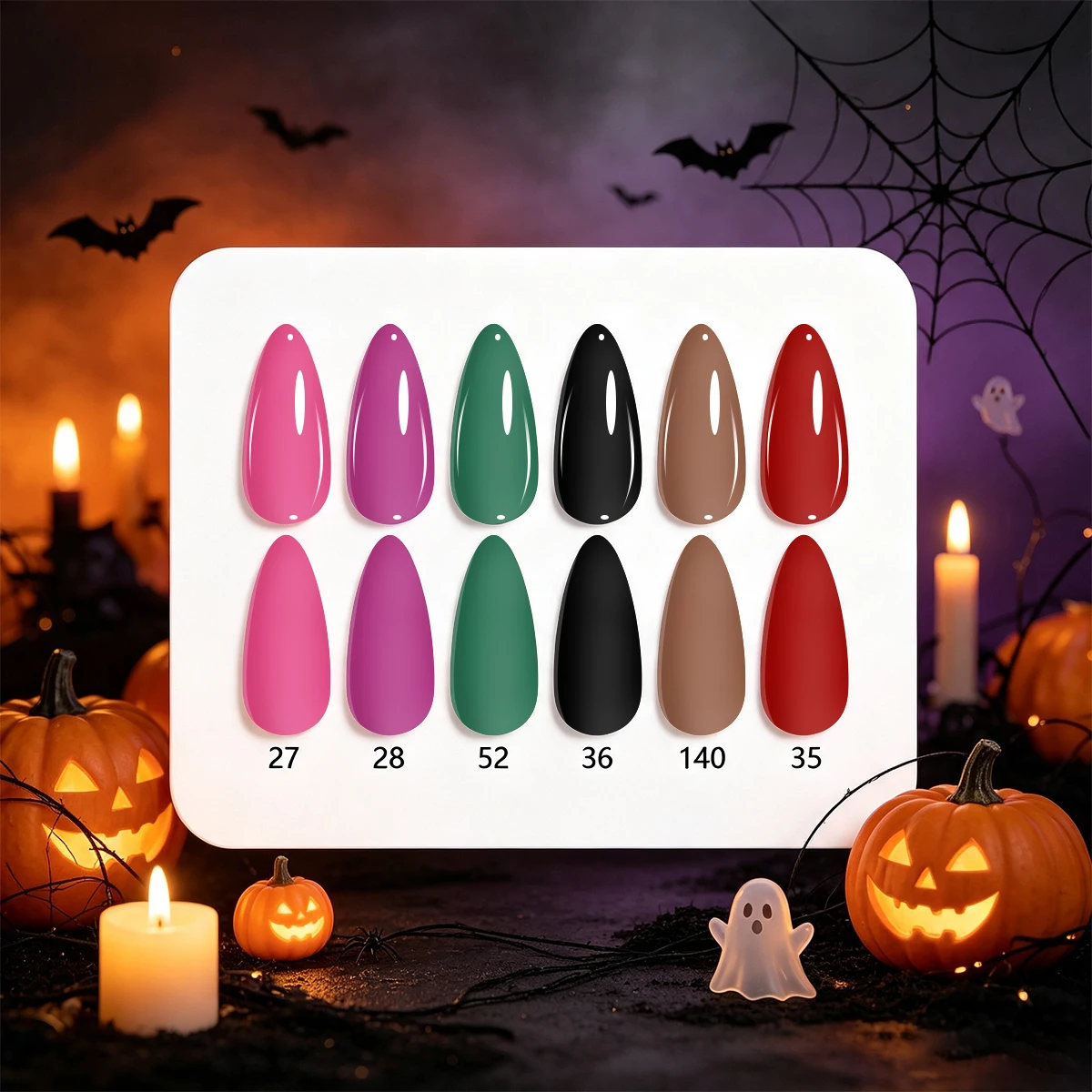 Selected 6-Piece Halloween Solid Color Gel Nail Polish Gift Set, Each Bottle Has a Standard 7ml Capacity, Features a Gentle and Easy-To-Remove Formula, with Rich Color, Is a Delicate and Compact Holiday Gift for DIY Nail Art Enthusiasts