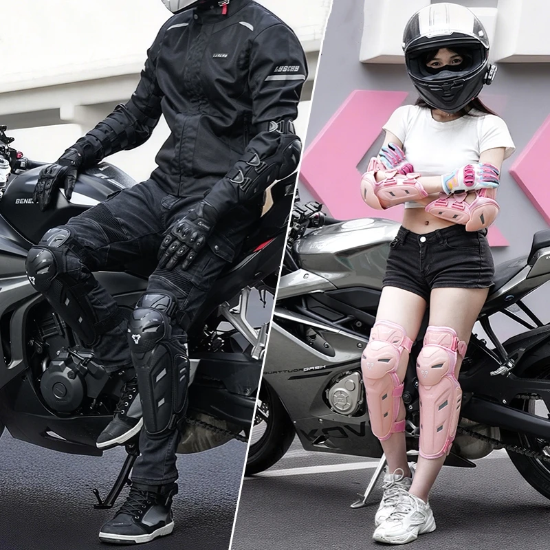 

Motorcycle Knee & Elbow Pads 4Pcs Set Black Pink Unisex Motocross Off-Road Protective Gear for Cycling MTB Dirt Bike Riding