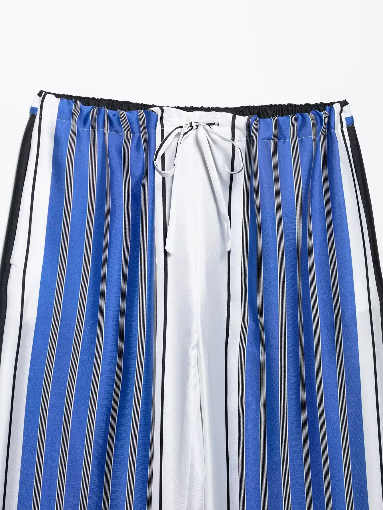 PB&ZA レディース 伸縮性ウエスト ドローストリング ストライプ ワイドレッグ パンツ 夏用 トレンディで快適なデザイン