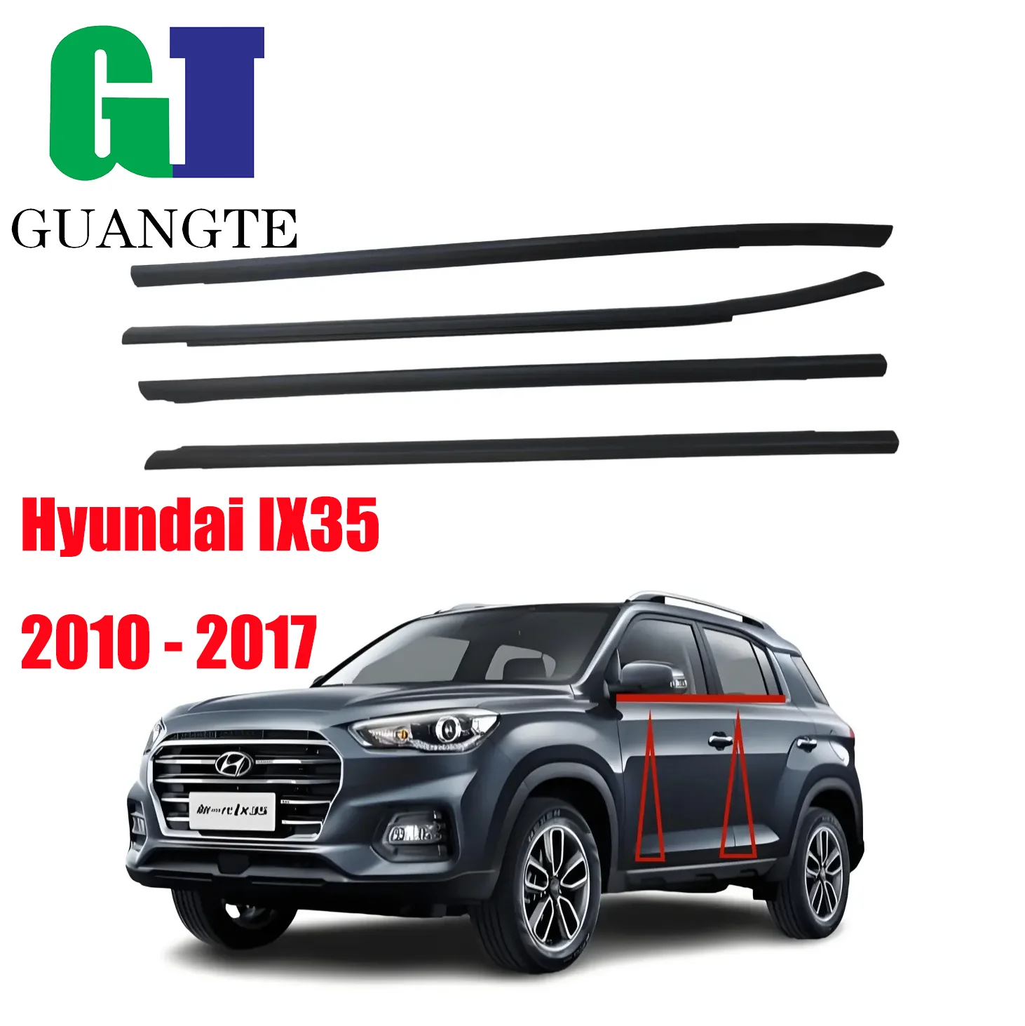 

4PCS Black FOR Hyundai IX35 2010 - 2017 OEM 82210-2S000 82220-2S000 Car Weatherstrip Window Molding Trim Glass Seal Belt