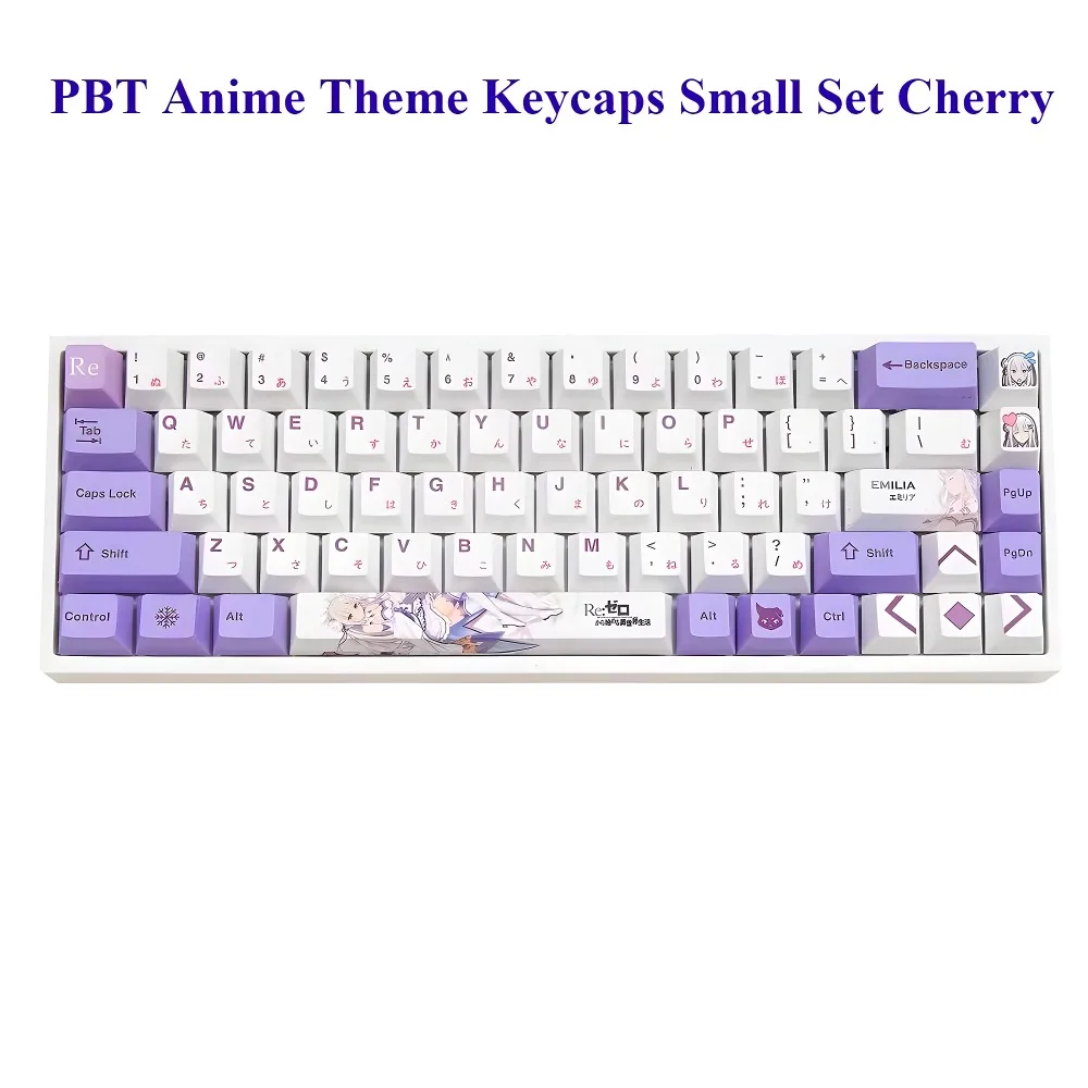 Viola bianco, copritasti, materiale PBT a tema anime, piccolo set completo di altezza ciliegia, adatto per keycaps per tastiera meccanica