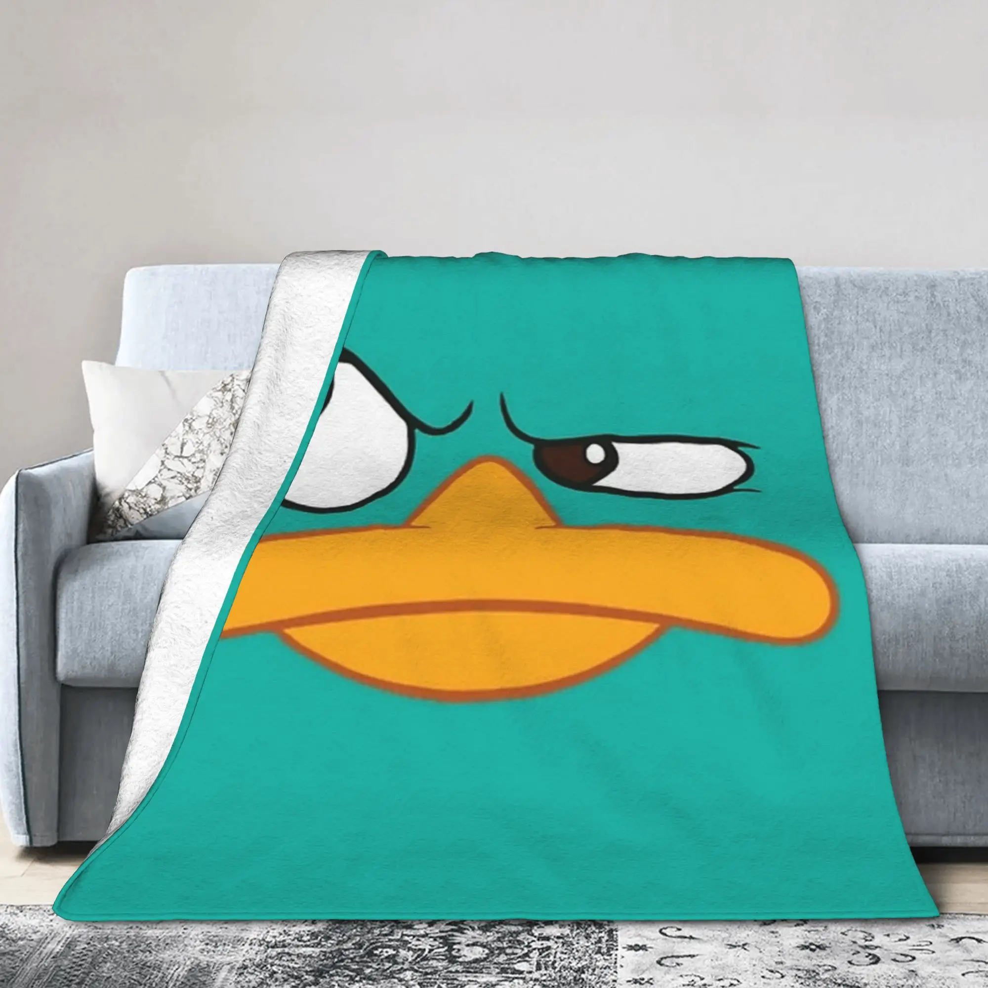Perrys the Platypus Knitted Blanket  Wool Throw Blanket Summer Air Conditioning Decoration Soft Warm Bedsprea,