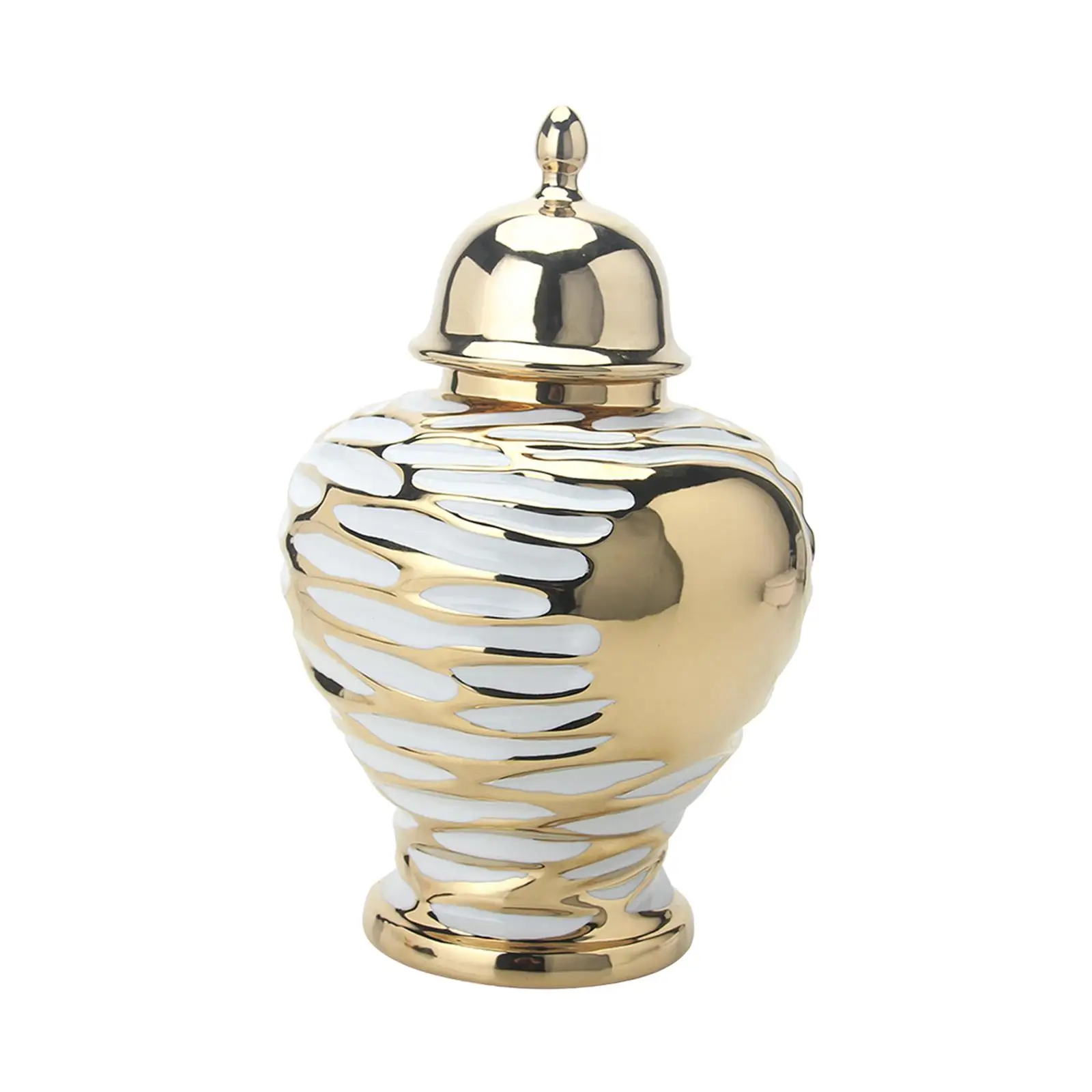 Porcelain Ginger Jar Ceramic Flower Vase Collection Floral Traditional Gold