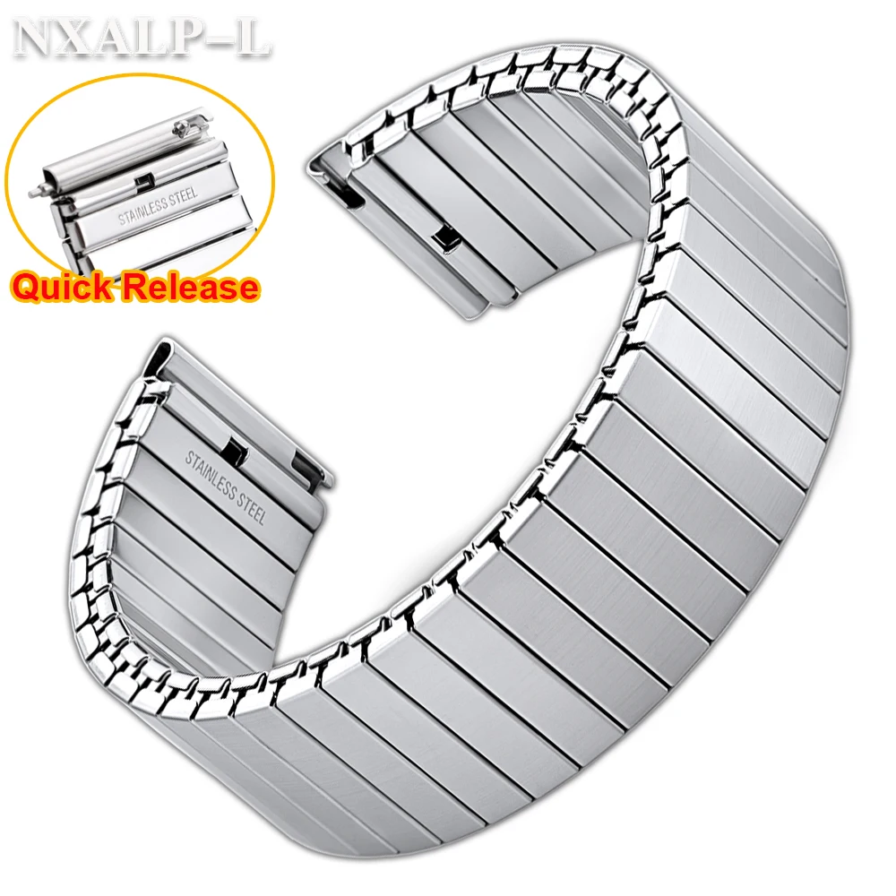 Quick Release Edelstahl Elastische Stretch Strap 18mm 20mm 22mm Uhr Band Männer Frauen Zubehör Metall Expansion armband