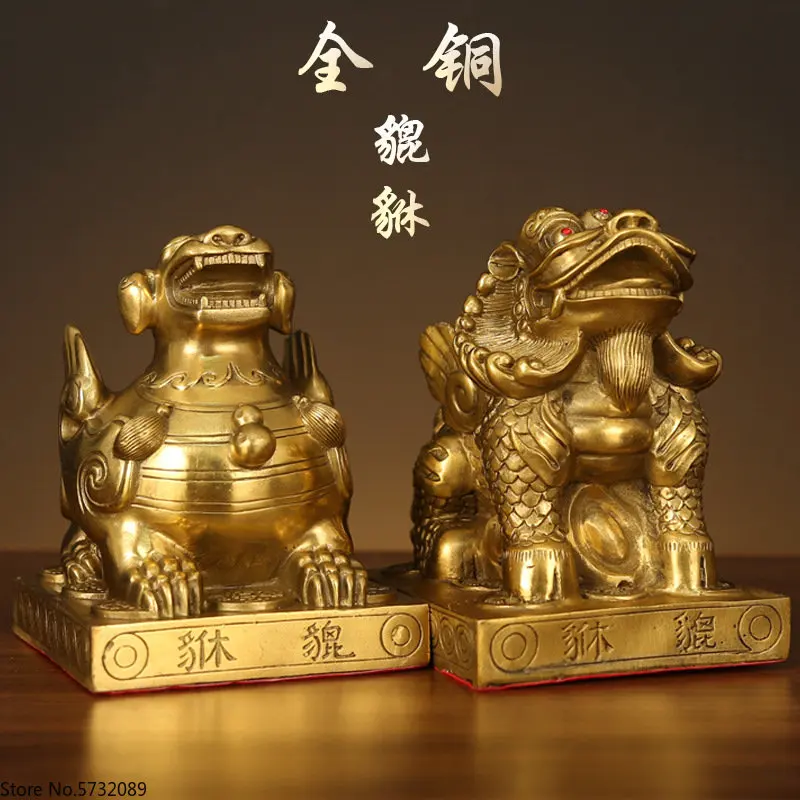 Pure copper Pixiu feng shui ornaments, sizes, home store opening gifts bring in wealth and treasure