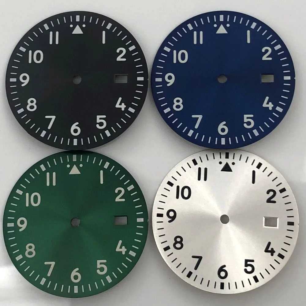 34mm Sterile Black Blue Green White Dial Luminous Fit NH35/NH36 Automatic Mechanical Movement Watch Parts