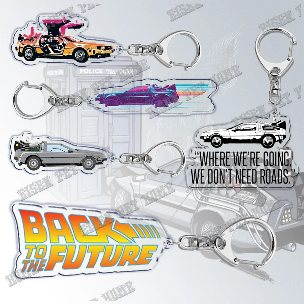 Movie Back To Future Keychain for Accessories Bag Art Vintage Pendant Key Chain Ring Love Pug Keychains Jewelry Christmas Gift