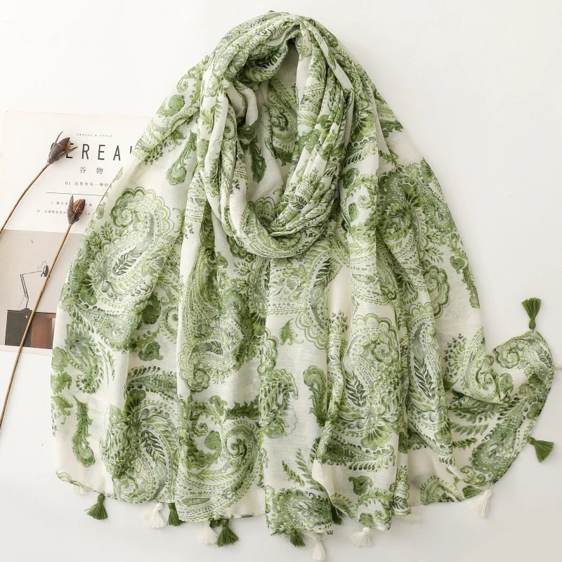 

Яркие вискозные шали с цветочным узором пейсли Шикарный шарф - Модные шарфы с разноцветным принтом, тонкая дышащая смесь хлопка, ветрозащитная