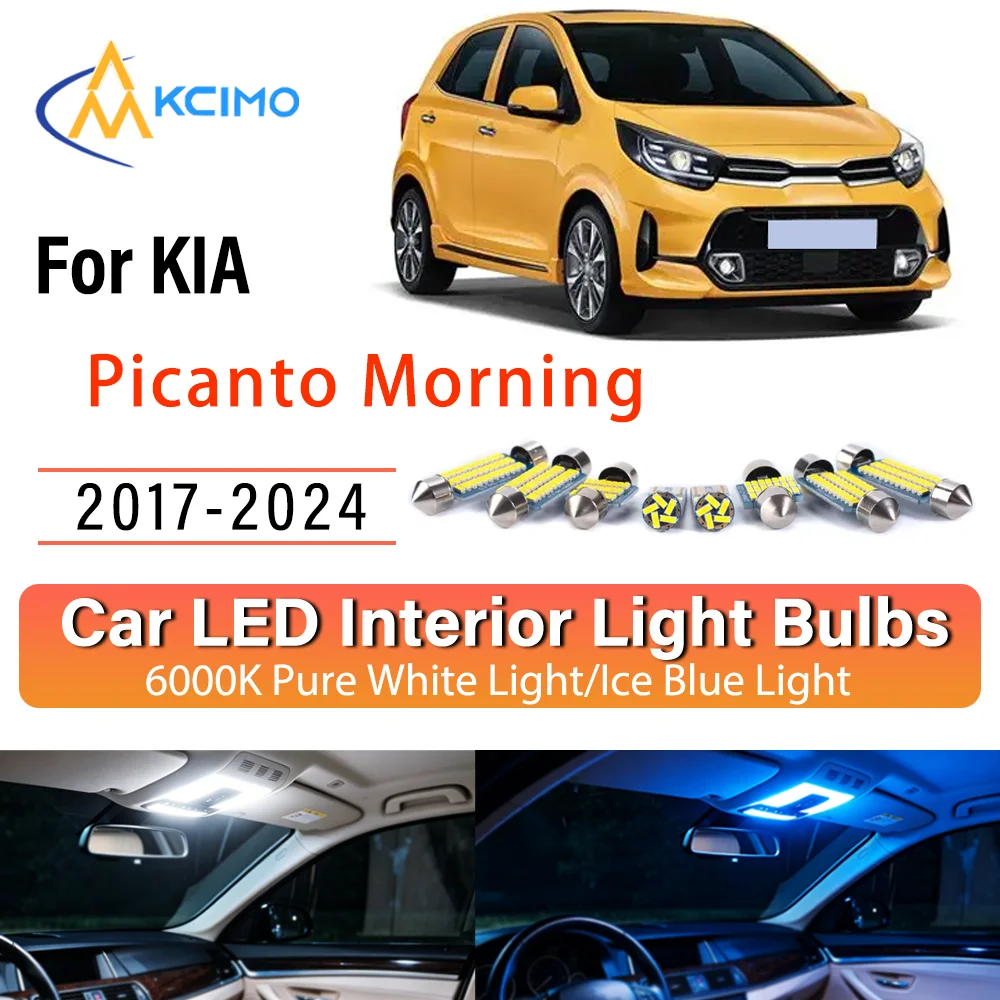 For KIA Picanto Morning 2017-2024 Steady Illuminating LED Car Interior Bulb Refit Pack Direct Fit Overhead Reading Cargo