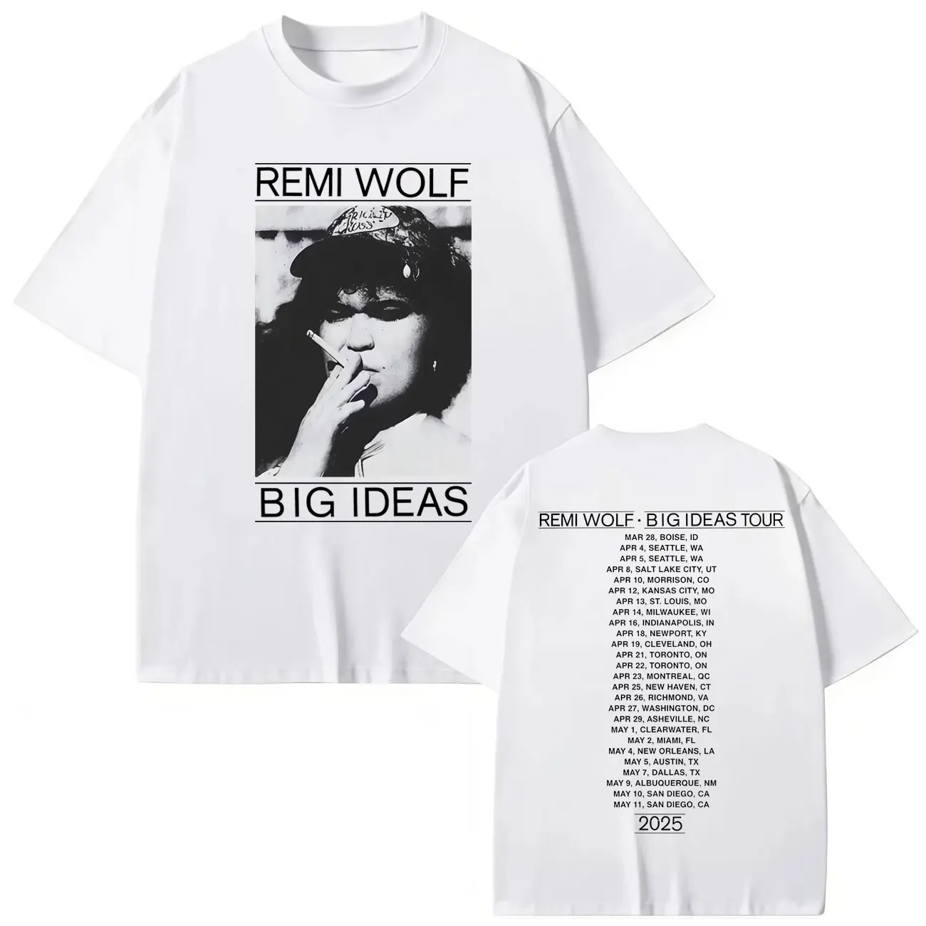 المغني ريمي وولف أفكار كبيرة جولة 2025 ميرش تي شيرت موضة خمر تي شيرتات قصيرة الاكمام الرجال النساء عادية فضفاض القطن تي شيرت