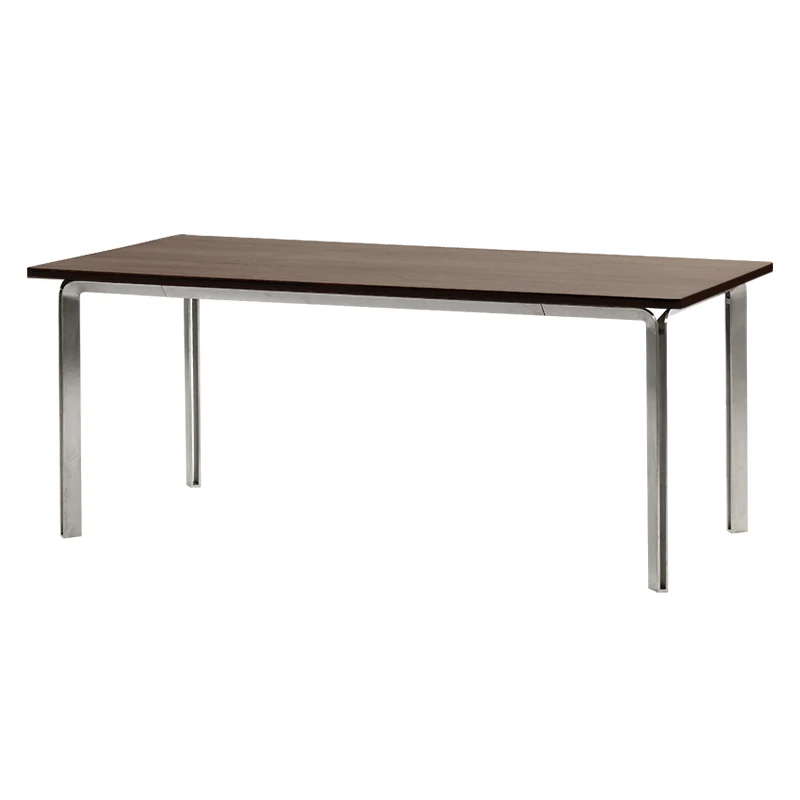 

Medieval stainless steel long dining table light luxury conference table retro small apartment dining table