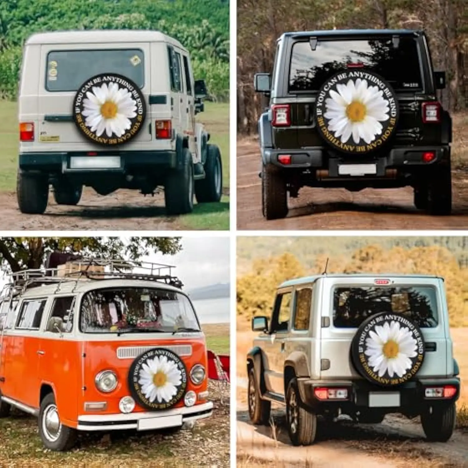 Be Kind Daisy غطاء الإطار الاحتياطي الملهم اللطف، ملحق مقطورة السفر، غطاء متين #3