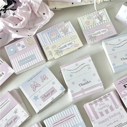 Imagen 2 del producto 60 uds Mini dulce simplicidad al azar Kpop soporte para sesión fotográfica Linda moda coreana gracias foto tarjeta paquete papel regalo para niños