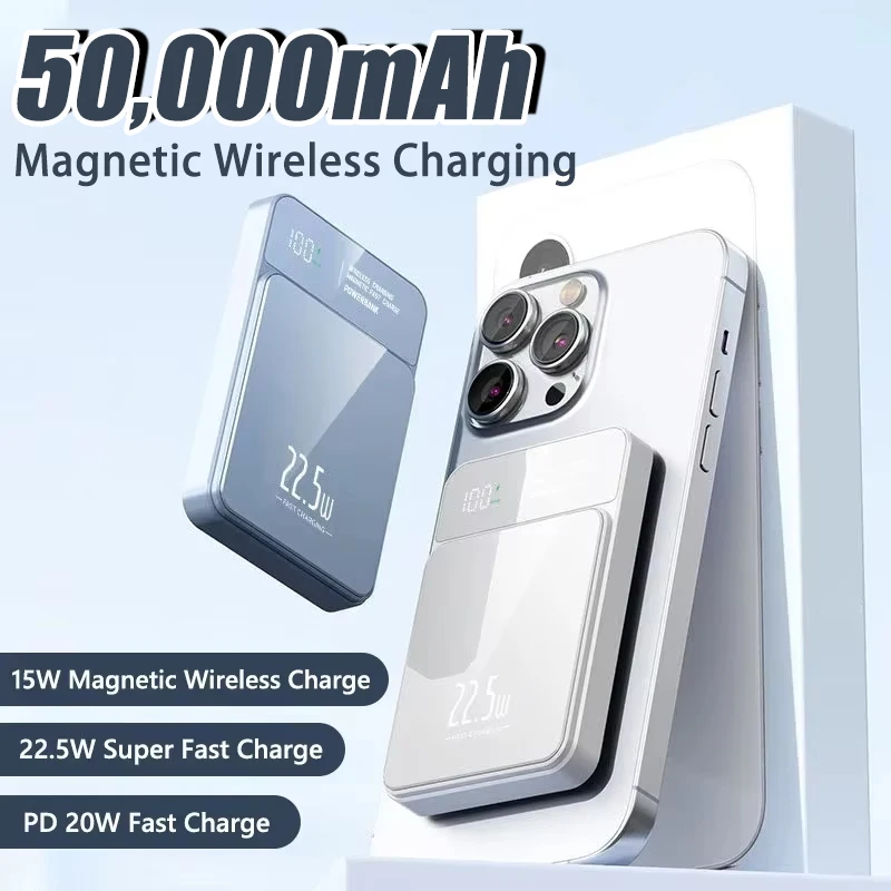 بنك الطاقة المغناطيسي 30000mAh 20W شاحن لاسلكي سريع آيفون 15 14 13 12 سامسونج S23 S22 Xiaomi بطارية محمولة Powerbank #1