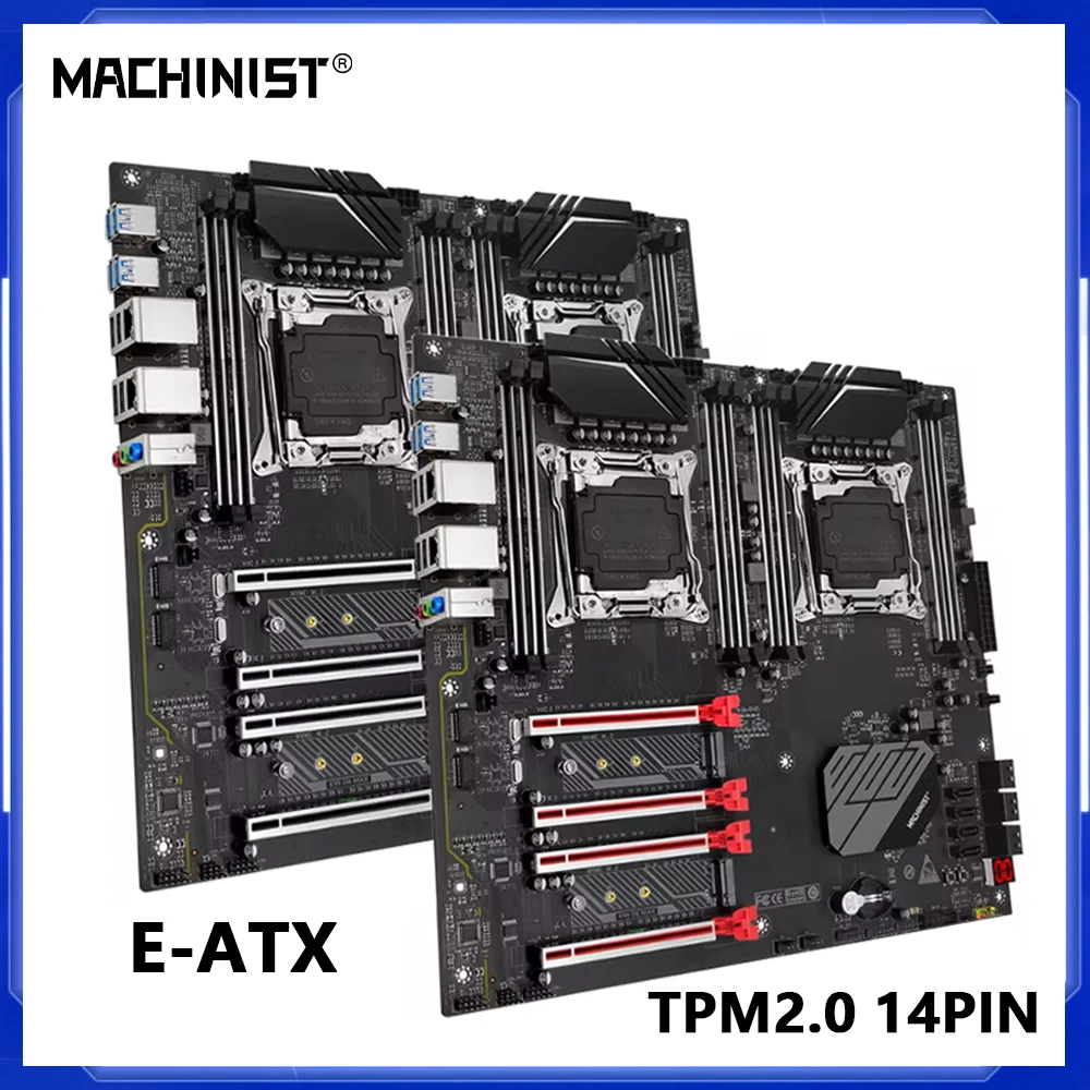 MACHINIST X99 D8 MAX Motherboard Dual CPU LGA 2011-3 Support TPM 2.0 Xeon E5 V3 V4 Processor DDR4 RAM SATA 3.0*10 NVME M.2
