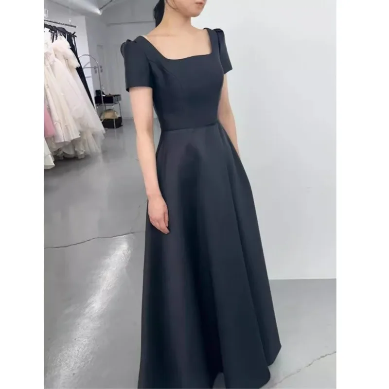 Simple Bridal Dresses With Short Sleeve New Satin A Line Wedding Dress Elegant Floor-length Formal Evening Dresses Customized