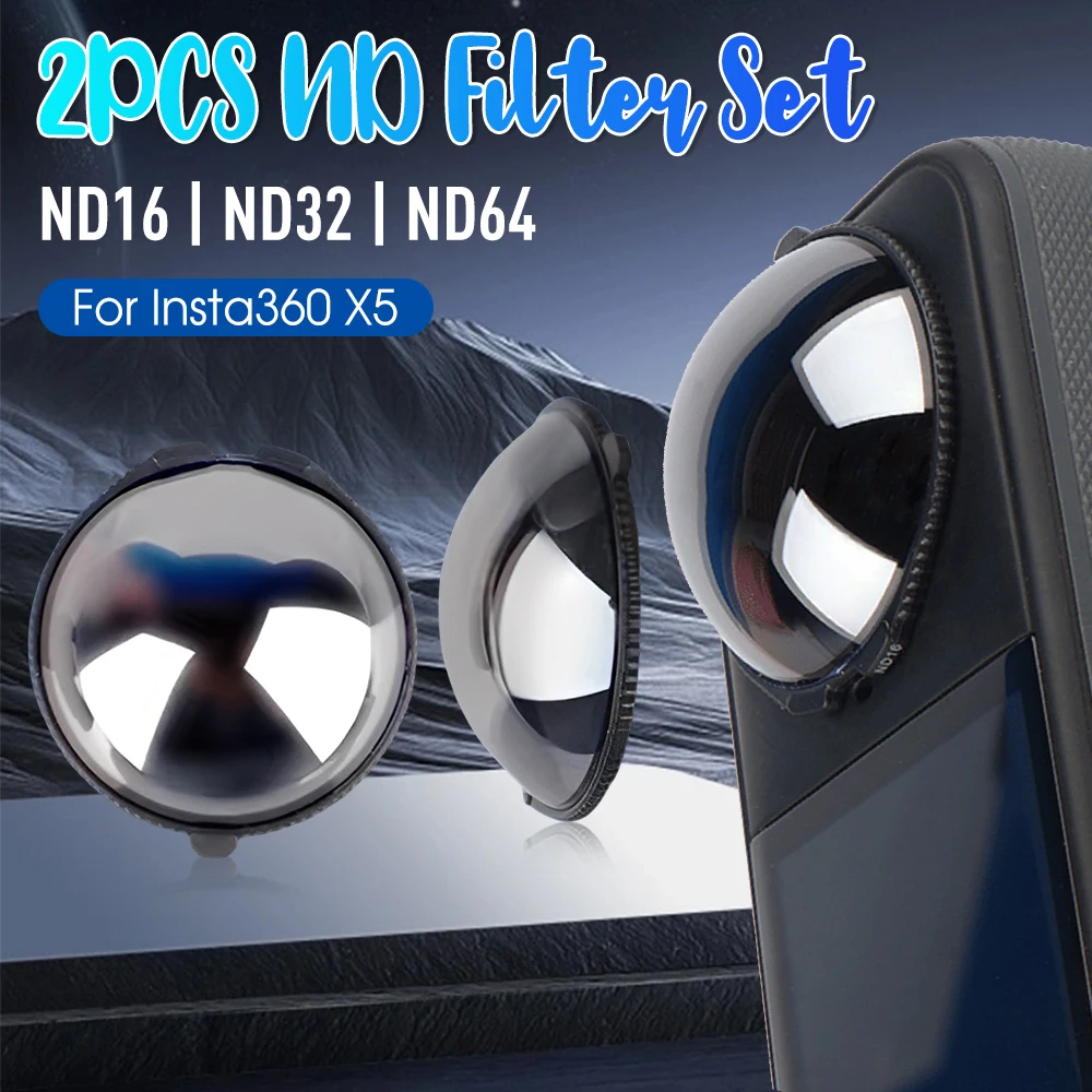 

2PCS ND Filter Set For Insta360x5 Camera Optical Glass ND16/32/64 Anti-Glare Filters For Insta360 X5 Action Cameras Accessories