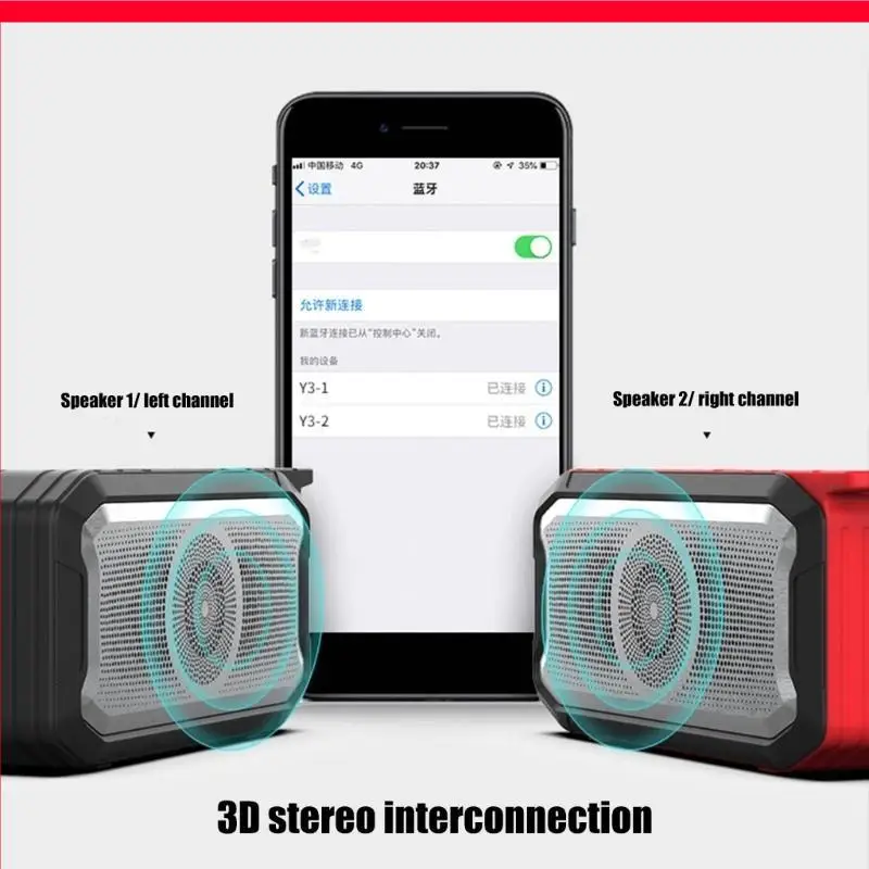 D46b Wireless Speaker IPX5 مقاوم للماء مقاوم للصدمات مقاوم للغبار 1200mAh الاقتران MIC