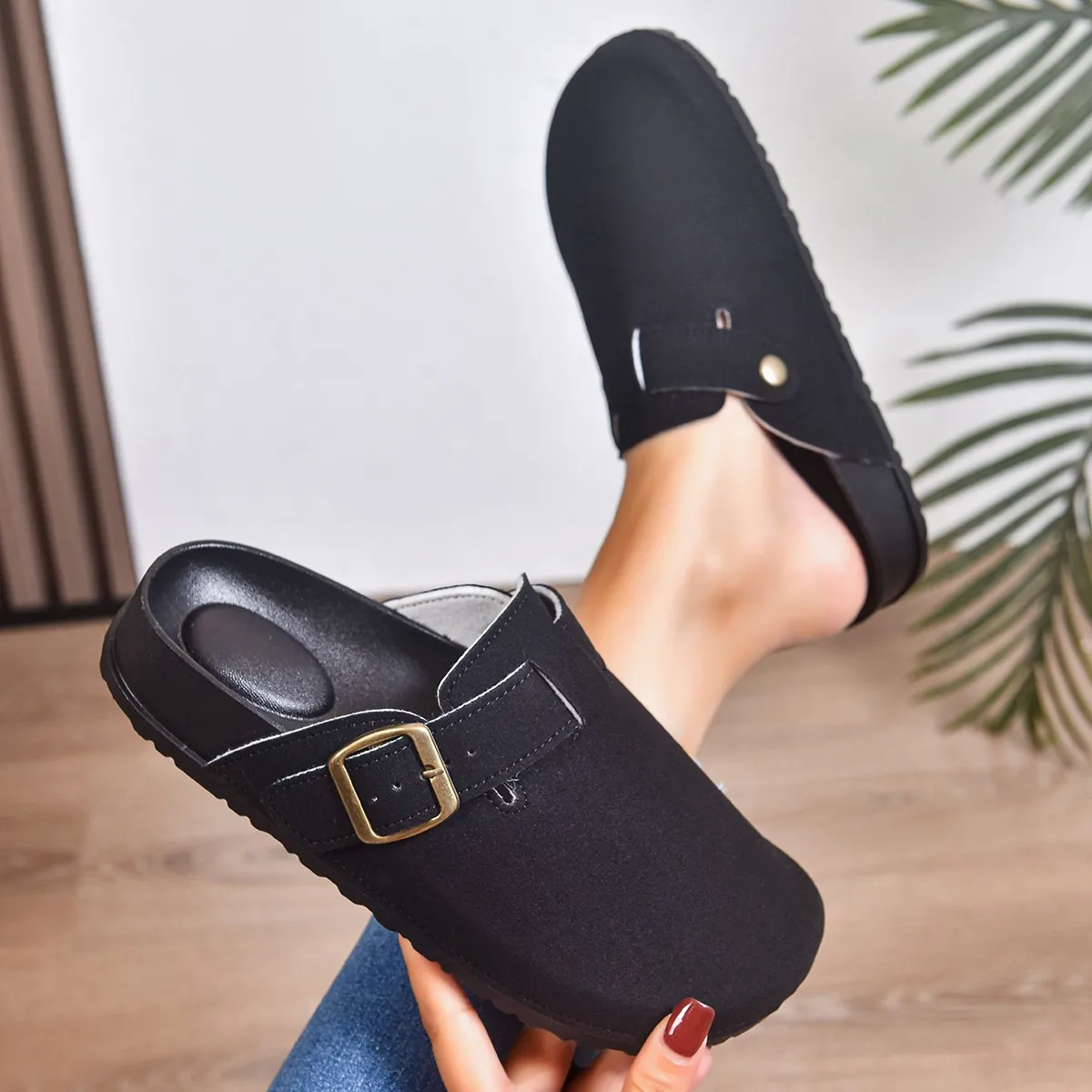 

Women Closed Toe Flat Slippers Summer New Cork Platform Shoes for Women Casual Clogs Slippers Outdoor Flat Sandals Slides Women