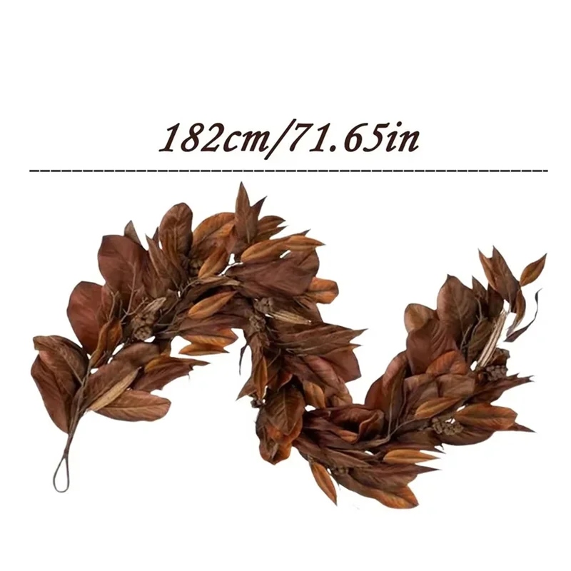 For Harvest Kitchen Window Wreath 6Ft Artificial Holidaywreath Fall Magnolia Leaves Garland Pine Cones