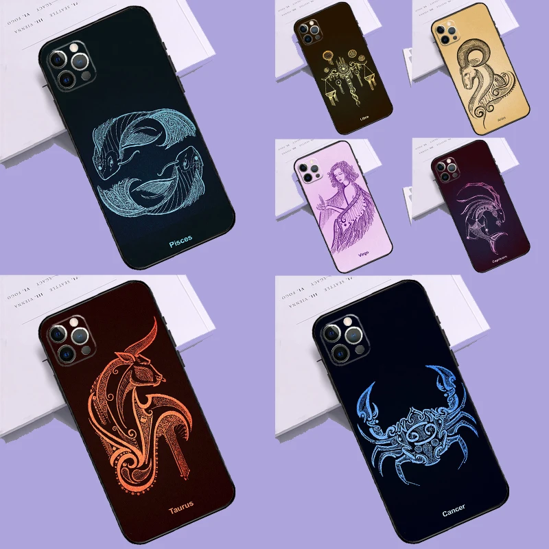 Zodiac Sign Case For iPhone 15 Pro Max Plus 12 13 Mini 11 14 Pro Max XS X XR 7 8 SE 2020 2022 Cover